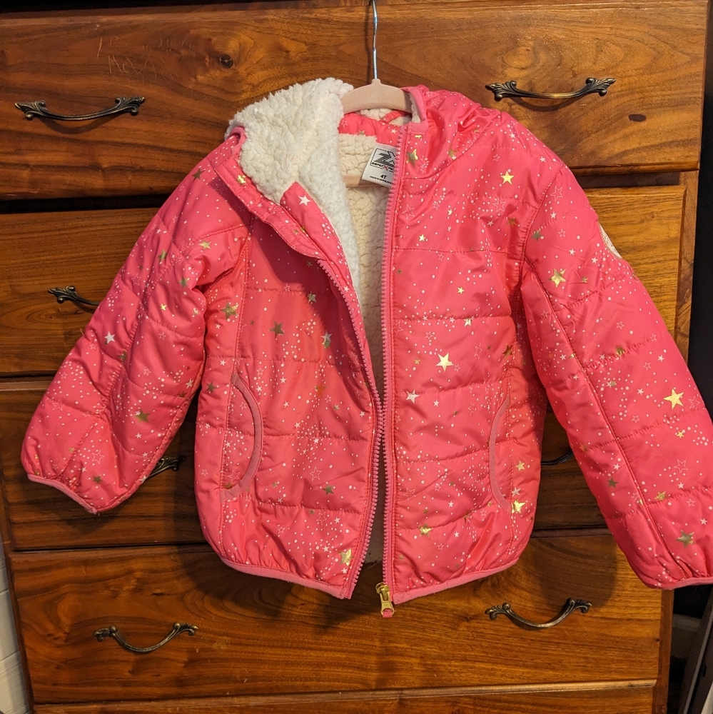 Pink and Gold Puffer Jacket